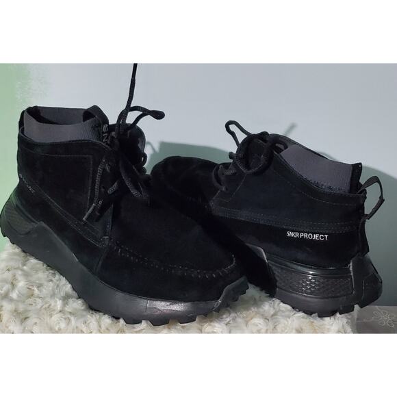 SNKR Project Black Suede Sock Boot Size 10 EU 43 Sneaker Athleisure Comfort - Picture 6 of 8
